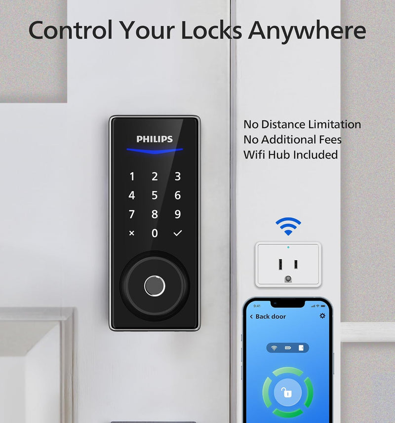 Philips Wi-Fi Bluetooth Smart  Deadbolt Door Lock - DDL240X-1HBG