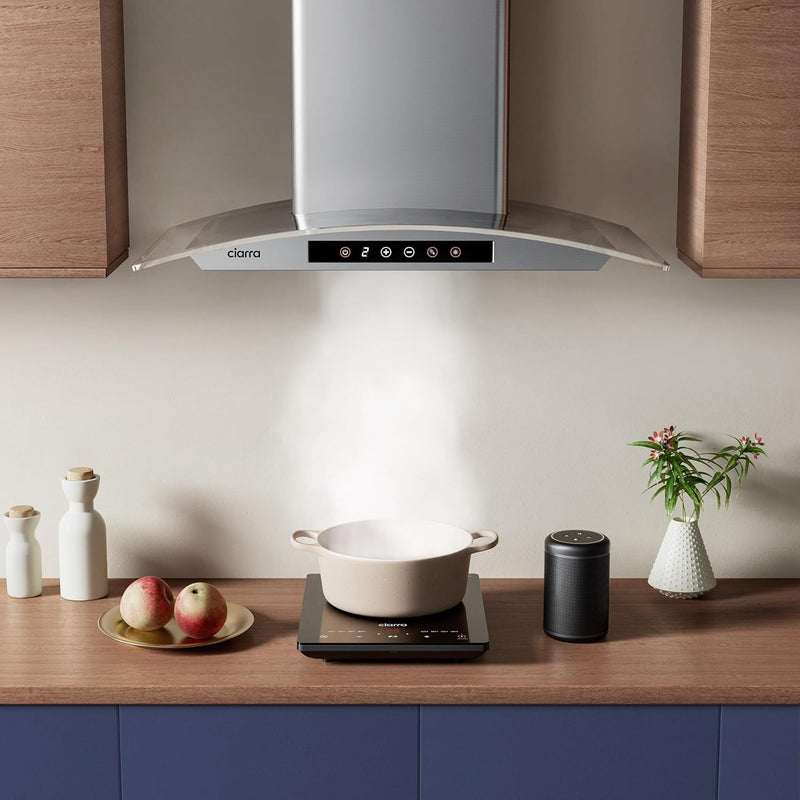 Campana extractora inteligente de pared CIARRA de 30 pulgadas con control por voz de Alexa y Google Home CAS75502W-OW