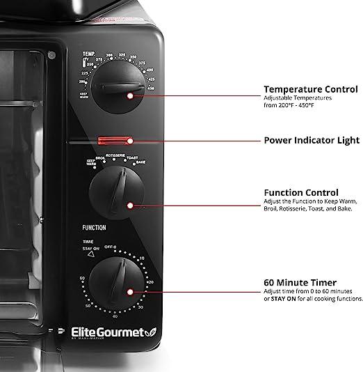 Elite Gourmet 23L Digital Air Fryer Oven in Black