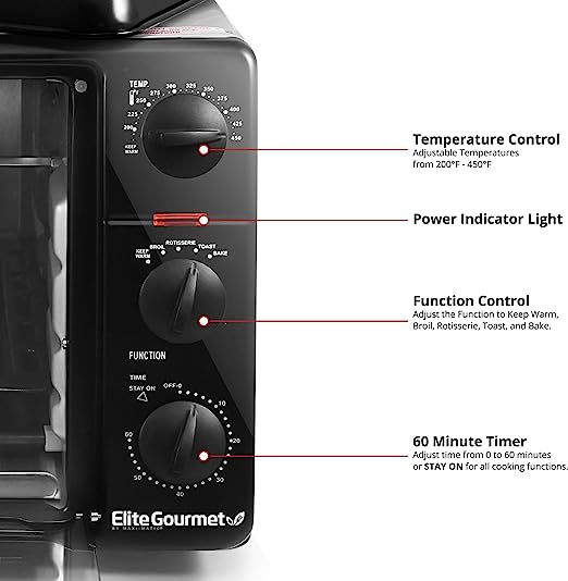 Elite 6 Slice Toaster Oven/Griddle w/ Rotisserie