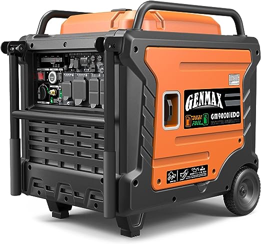 Genmax GM9000iEDC Portable Inverter Generator, 9000W Super Quiet Dual Fuel Portable Engine with Parallel Capability, EPA &CARB Compliant