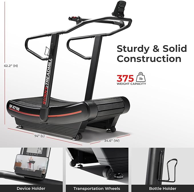Cinta de correr manual curva Premium de Sunny Health &amp; Fitness - SF-X7100