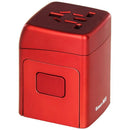 Adaptador de enchufe de viaje internacional Orei M8 todo en uno con cargador USB doble (más de 150 países, con fusible), color rojo