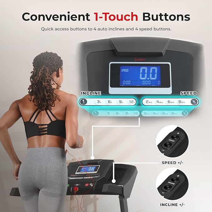 Sunny Health & Fitness Premium Smart Treadmill with Auto Incline - SF-T7515SMART