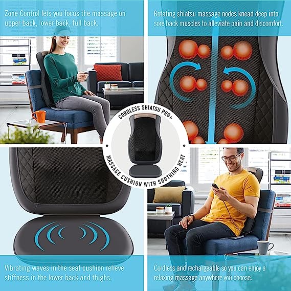 Homedics Cordless Shiatsu Pro+ Massage Cushion w/ Heat