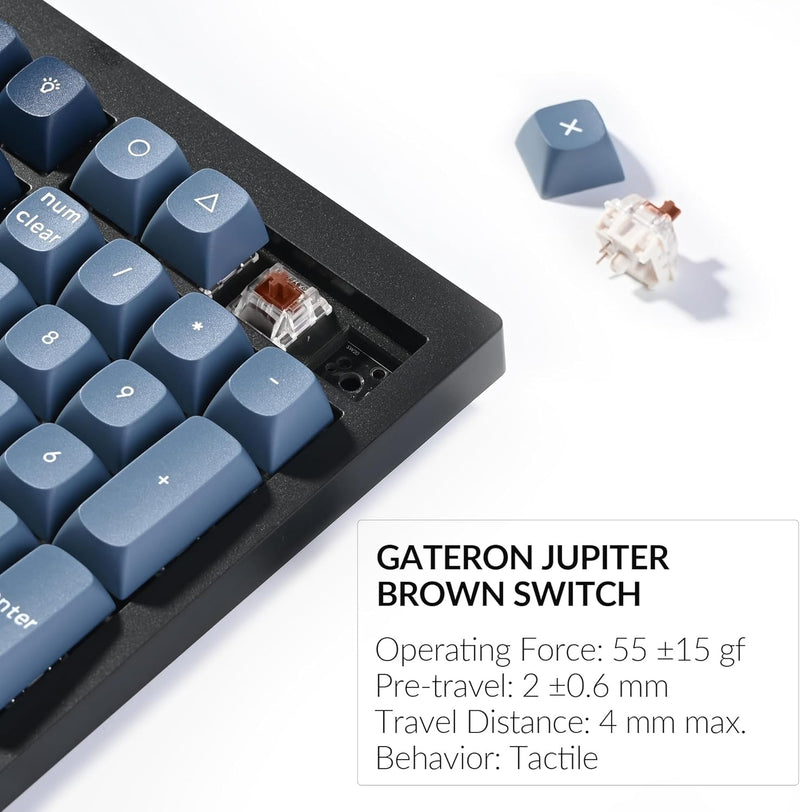 Teclado Keychron V6 Max con retroiluminación RGB intercambiable y interruptores marrones - Negro - Versión con perilla