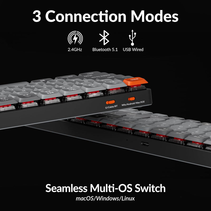 Teclado Keychron K17 Max con interruptor rojo, retroiluminación RGB y Gateron intercambiable