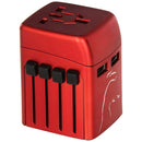 Adaptador de enchufe de viaje internacional Orei M8 todo en uno con cargador USB doble (más de 150 países, con fusible), color rojo