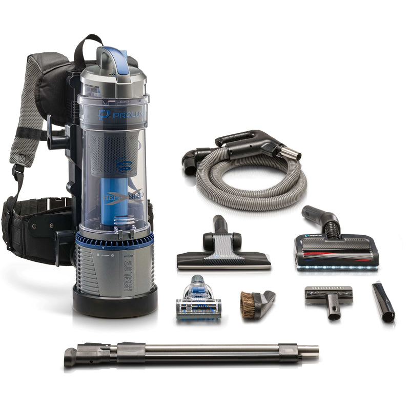 Aspiradora vertical de mochila ligera Prolux 2.0 sin bolsa con kit de cabezal eléctrico y 5 años de garantía 