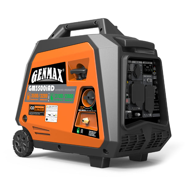 Genmax GM3500iAD Portable Inverter Generator, 3500W Super Quiet Gas or Propane Powered Engine with Parallel Capability