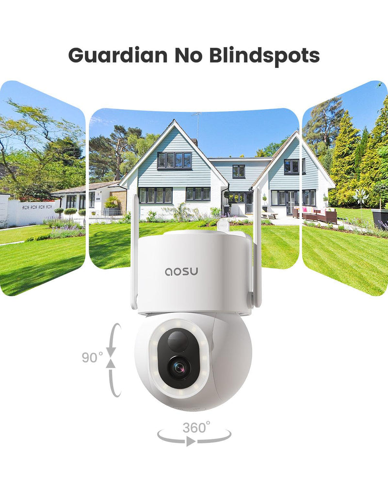 AOSU Security Cameras Wireless Outdoor - 3K/5MP Solar Powered 400