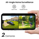 AOSU Solar Security Cameras Wireless Outdoor, 2K QHD Home Security System, 2 Camera Kit with 166° Ultra-Wide View, Forever Power, Spotlight Camera, 32G Local Storage, No Monthly Fees