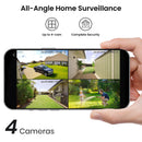 AOSU Solar Security Cameras Wireless Outdoor, 2K QHD Home Security System, 4 Camera Kit with 166° Ultra-Wide View, Forever Power, Spotlight Camera, 32G Local Storage, No Monthly Fees