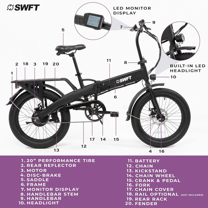 SWFT FX Folding e-Bike - Black