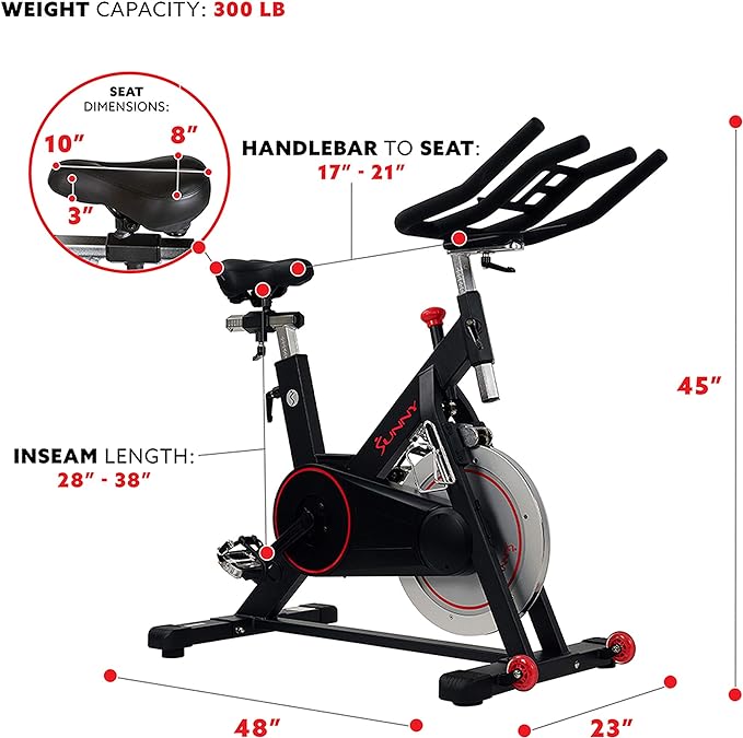 Sunny Health & Fitness Premium Indoor Cycling Smart Stationary Bike with Exclusive SunnyFit App Enhanced Bluetooth Connectivity