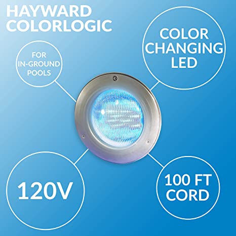 Hayward ColorLogic® 4.0 LED Pool Light, 120V/100 Ft Cord Stainless Steel