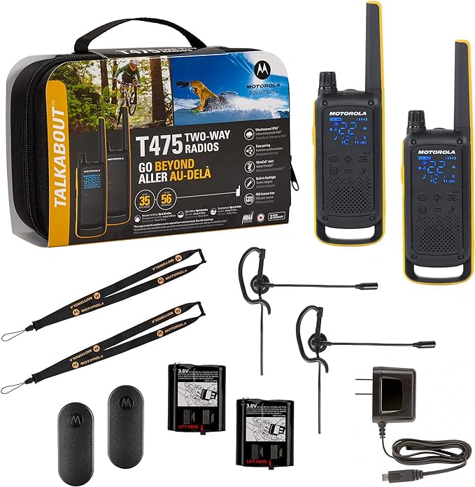 Motorola Solutions T475 Extreme Two-Way Radio Black W/Yellow Rechargeable Two  Pack