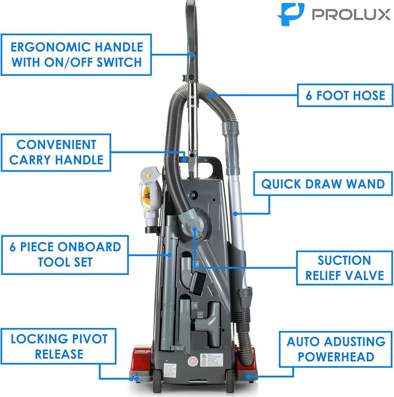 ¡Nueva aspiradora vertical Prolux 9000 con filtro HEPA sellado, motor de 12 AMP, herramientas integradas y garantía de 7 años! 