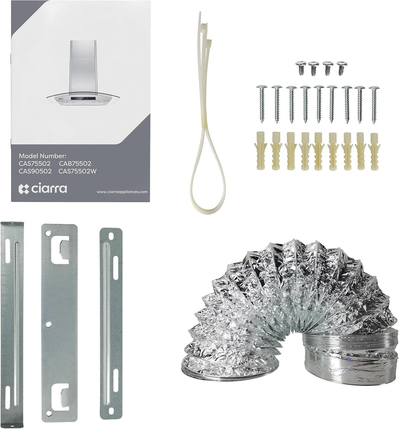 Campana extractora inteligente de pared CIARRA de 30 pulgadas con control por voz de Alexa y Google Home CAS75502W-OW