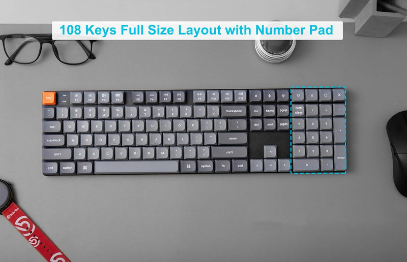 Teclado Keychron K5 Max con interruptores Gateron RGB intercambiables y retroiluminación marrón