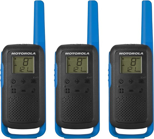 Radio bidireccional Motorola Solutions T270TP, color negro y azul, paquete de tres