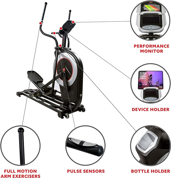 Bicicleta elíptica programable Sunny Health &amp; Fitness SF-E3875