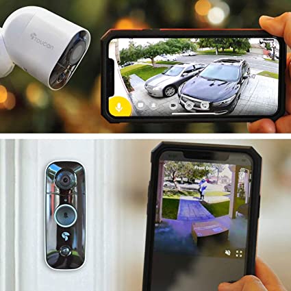 Conjunto de cámara con reflector Toucan Security y timbre con video inalámbrico