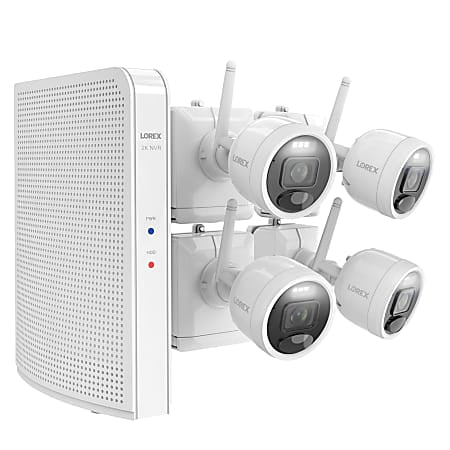 Sistema NVR de 1 TB con capacidad para 8 cámaras y 4 MP de 2K de Lorex L42481-4AA4-E con 4 cámaras de seguridad para exteriores con batería y Wi-Fi, color blanco, L42481-4AA4-E