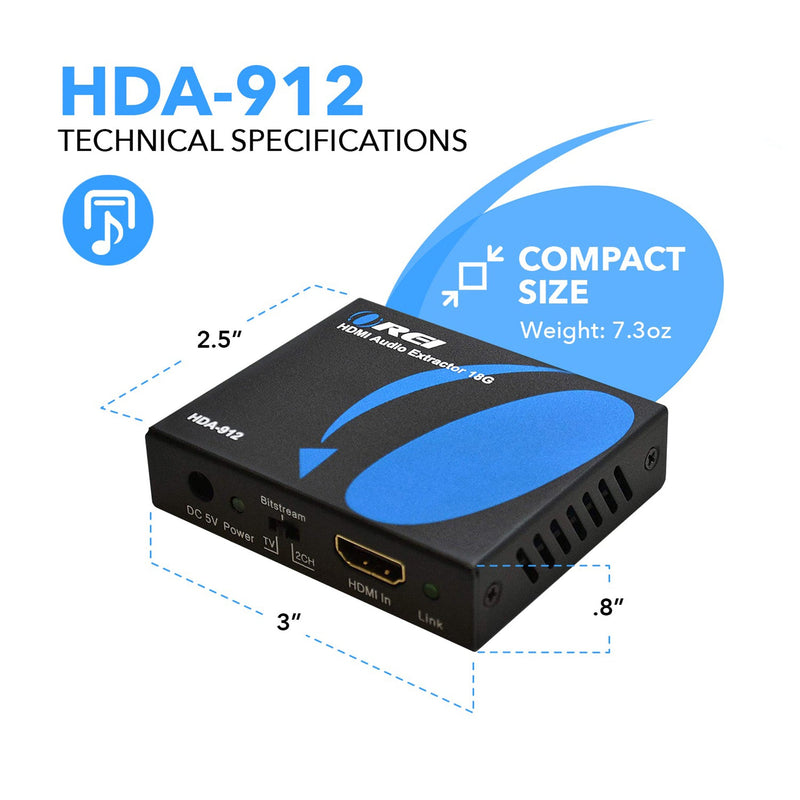 Convertidor extractor de audio HDMI - SPDIF + salida de 3,5 mm (HDA-912) 