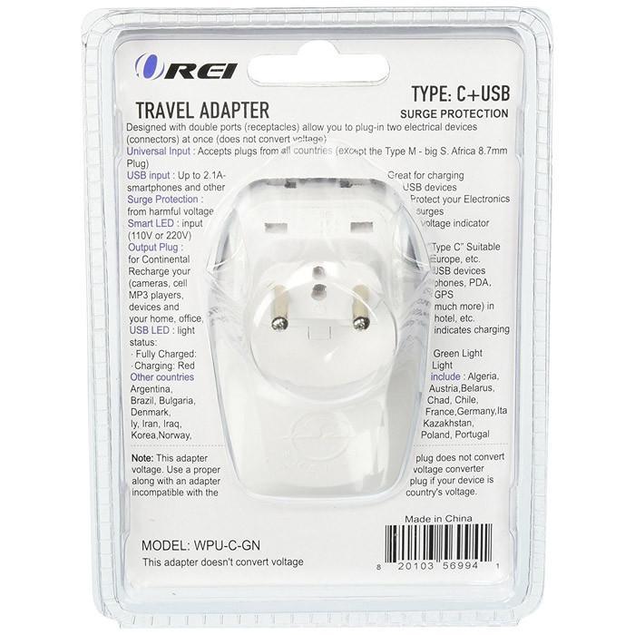 Adaptador de viaje para Rusia con USB y protección contra sobretensiones - Tipo C