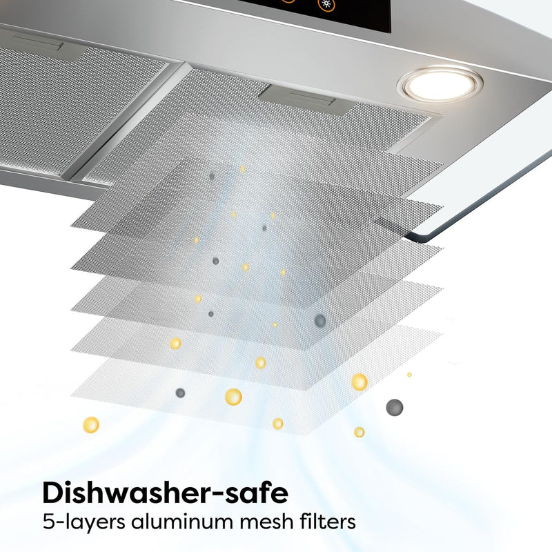 Campana extractora inteligente de pared CIARRA de 30 pulgadas con control por voz de Alexa y Google Home CAS75502W-OW