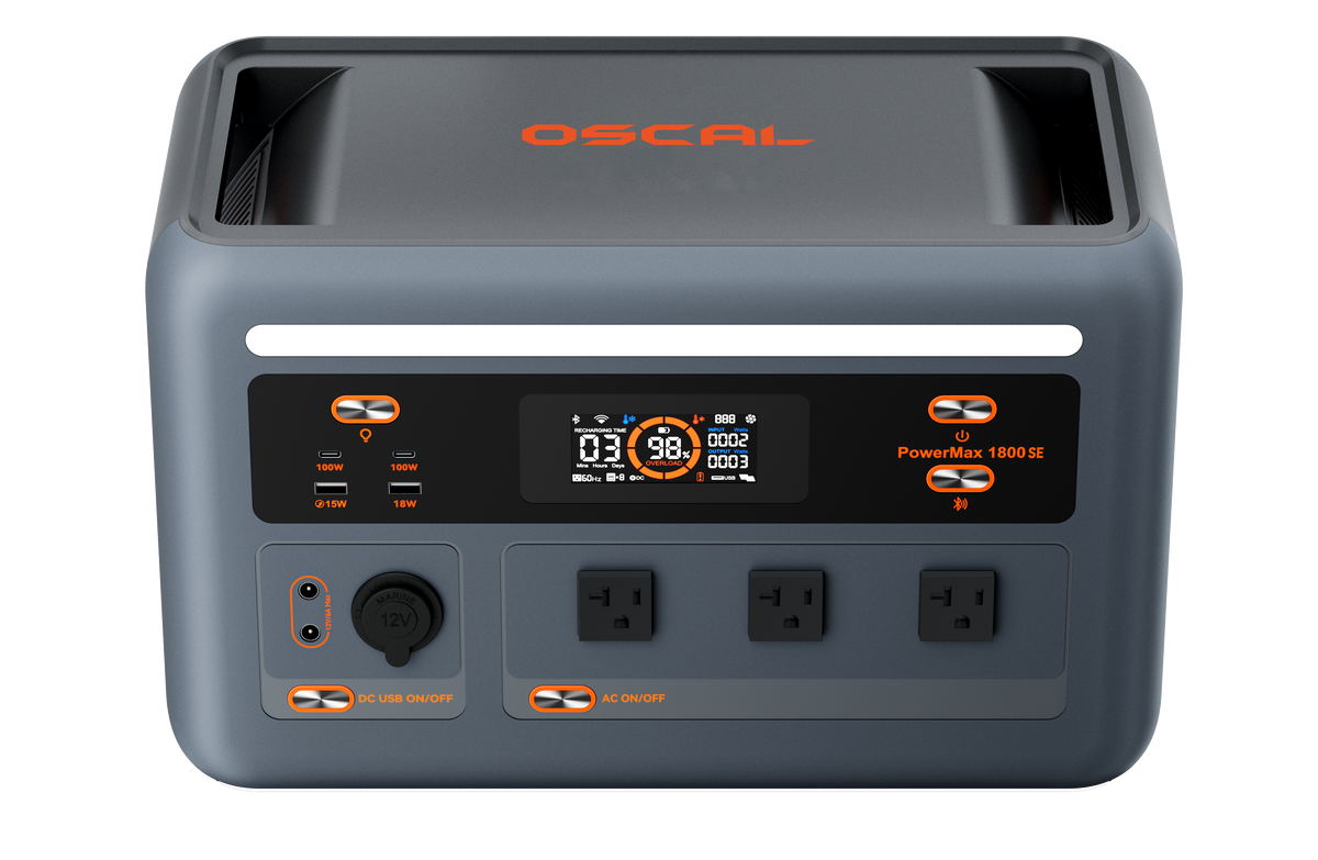 OSCAL PowerMax 1800SE – Centrale Elettrica Portatile 1024Wh Con Pannello Solare 100W, Batteria LiFePO4, APP E 11 Prese – Per Campeggio E Casa