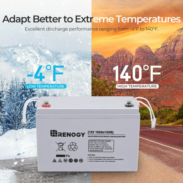 Renogy RNG-BATT-AGM12-100 - Renogy Battery 12V 100Ah AGM Deep Cycle Battery for Off-Grid Products, RV