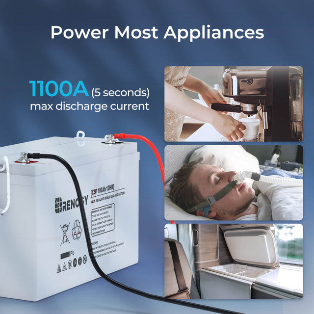 Renogy RNG-BATT-AGM12-100 - Renogy Battery 12V 100Ah AGM Deep Cycle Battery for Off-Grid Products, RV