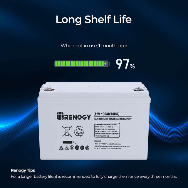 Renogy RNG-BATT-AGM12-100 - Renogy Battery 12V 100Ah AGM Deep Cycle Battery for Off-Grid Products, RV
