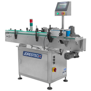 AUTOMATIC LABEL APPLICATOR FOR SMALL ROUND CONTAINERS E OMICRON 5 LABELER JORESTECH H10