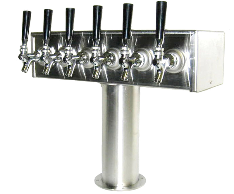 American style Box T Tower with 4" pedestal, Glycol Cooled, SS304 contact, 4-10 Faucets