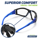 Anti-Fog Safety Glasses Convertible to Goggles with Removable Foam Seal, Temples & Headband