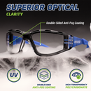 Anti-Fog Safety Glasses Convertible to Goggles with Removable Foam Seal, Temples & Headband