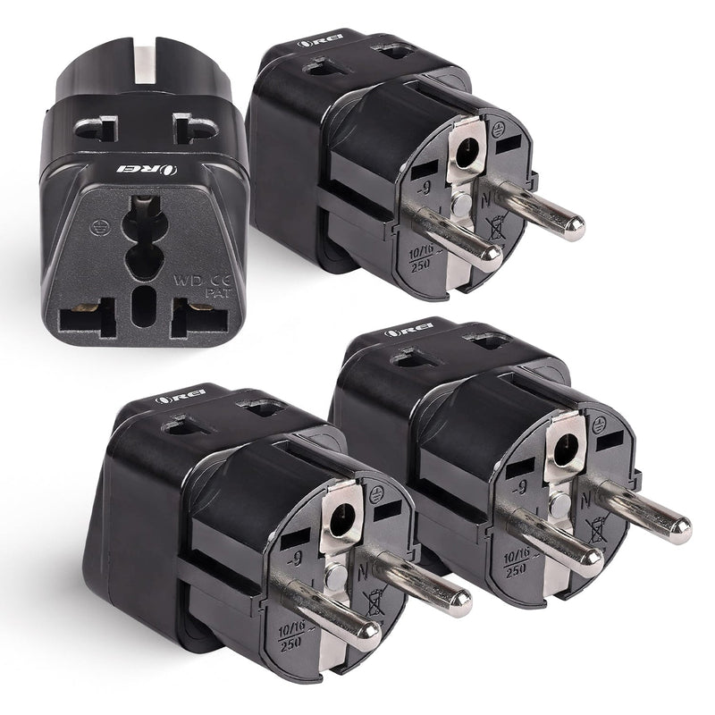 Adaptador de viaje para Alemania y Francia - 2 en 1 - Tipo E/F - Diseño compacto (DB-9)