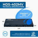 Conmutador multivisor de matriz HDMI 4K a 30 Hz con control RS-232 (HDS-402MV)