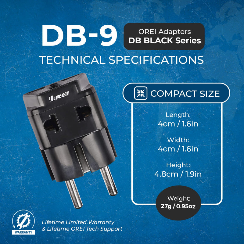 Adaptador de viaje para Alemania y Francia - 2 en 1 - Tipo E/F - Diseño compacto (DB-9)