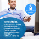 Conmutador HDMI 2x1 8K con extracción de audio y gestión de EDID (BK-21A) 