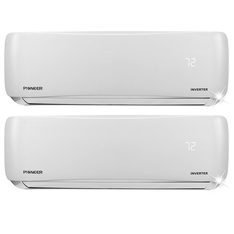Dual 24000 BTU 2-Ton 21 SEER2 Multi (2) Zone Wall Mount Air Conditioner Heat Pump 230-Volt