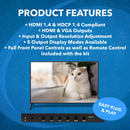 Conmutador HDMI multivisor cuádruple 4x1 con salida HDMI/VGA Full HD 1080p (HD-401MV) 