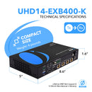 Extensor HDMI 4K 1x4 a través de CAT 6 hasta 400 pies con PoC, control IR bidireccional, gestión EDID (UHD14-EXB400-K) 