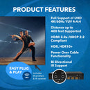 Extensor HDMI 4K 1x4 a través de CAT 6 hasta 400 pies con PoC, control IR bidireccional, gestión EDID (UHD14-EXB400-K) 