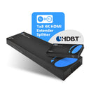Extensor HDMI 4K 1x8 a través de CAT 6 hasta 400 pies con PoC, control IR unidireccional y gestión EDID (UHD18-EXB400-K)