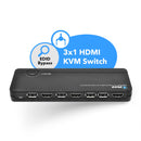 Conmutador KVM HDMI 3x1 Ultra HD 4K con teclado y control de periféricos USB (UKM-301C) 