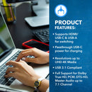 Conmutador KVM HDMI 3x1 Ultra HD 4K con teclado y control de periféricos USB (UKM-301C) 